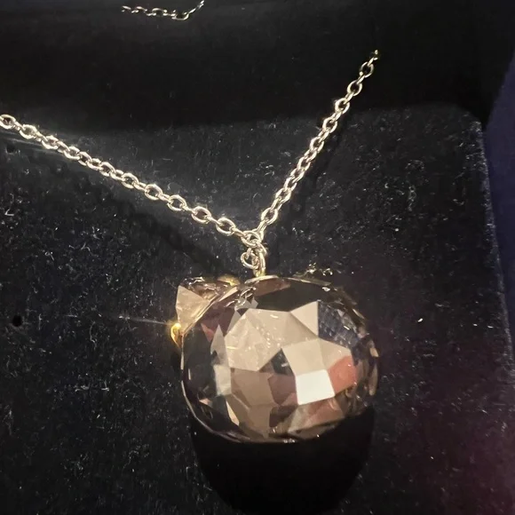 Swarovski Hello Kitty Smoky Crystal Pendant Necklace w Box Warranty Card Sanrio - Picture 5 of 8